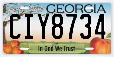 GA license plate CIY8734