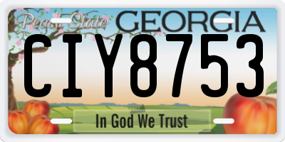 GA license plate CIY8753