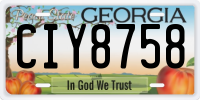 GA license plate CIY8758