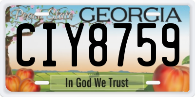 GA license plate CIY8759