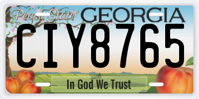 GA license plate CIY8765