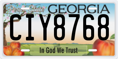 GA license plate CIY8768