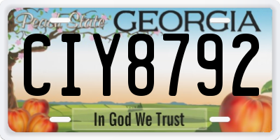 GA license plate CIY8792
