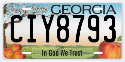GA license plate CIY8793