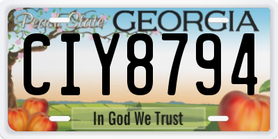 GA license plate CIY8794