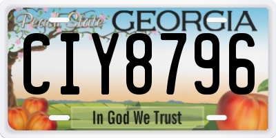 GA license plate CIY8796