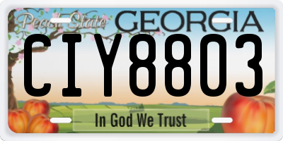 GA license plate CIY8803