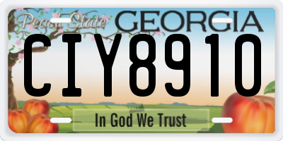 GA license plate CIY8910