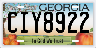 GA license plate CIY8922