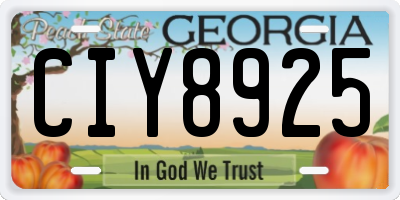 GA license plate CIY8925