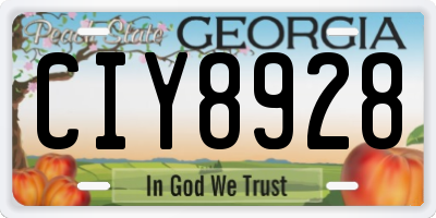 GA license plate CIY8928