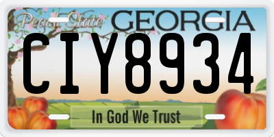 GA license plate CIY8934
