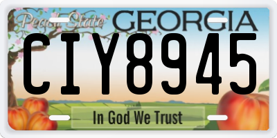 GA license plate CIY8945