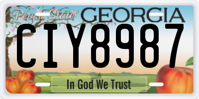 GA license plate CIY8987