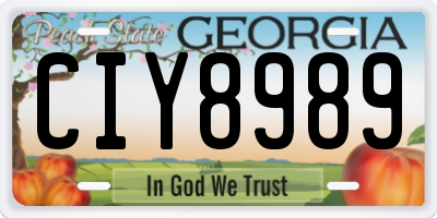 GA license plate CIY8989