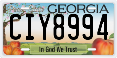 GA license plate CIY8994