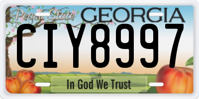 GA license plate CIY8997