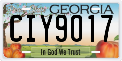 GA license plate CIY9017