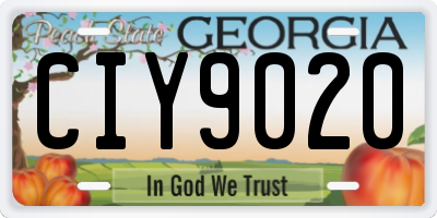 GA license plate CIY9020