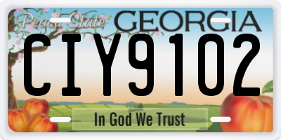 GA license plate CIY9102