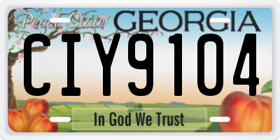 GA license plate CIY9104