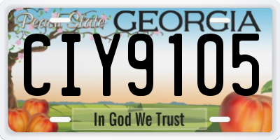 GA license plate CIY9105