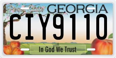 GA license plate CIY9110
