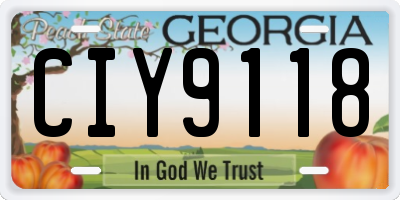 GA license plate CIY9118