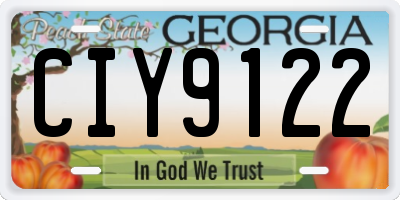 GA license plate CIY9122
