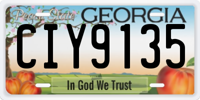 GA license plate CIY9135