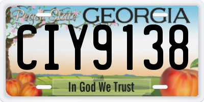 GA license plate CIY9138