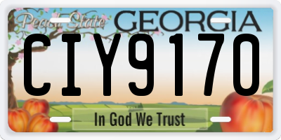 GA license plate CIY9170