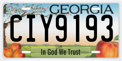 GA license plate CIY9193