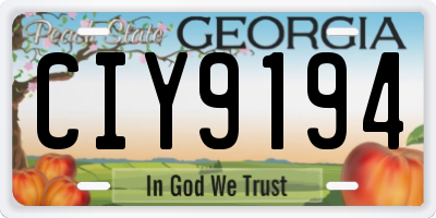 GA license plate CIY9194