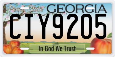 GA license plate CIY9205