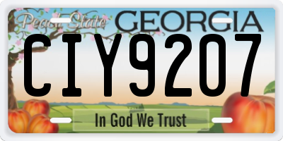 GA license plate CIY9207