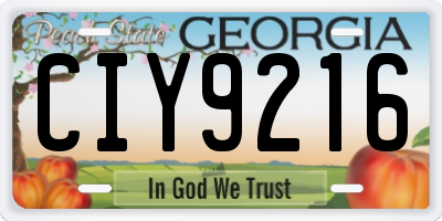 GA license plate CIY9216