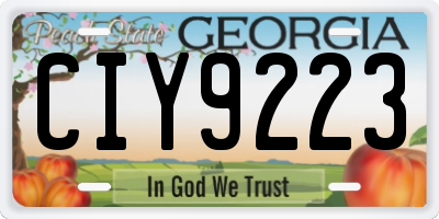 GA license plate CIY9223