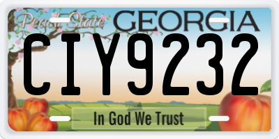 GA license plate CIY9232