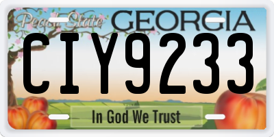 GA license plate CIY9233