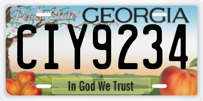 GA license plate CIY9234