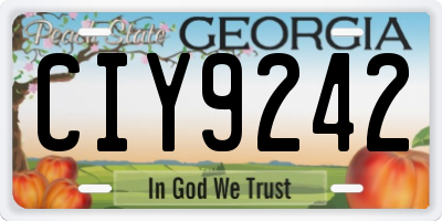 GA license plate CIY9242