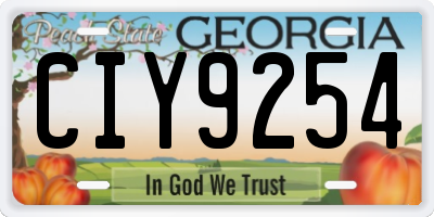 GA license plate CIY9254