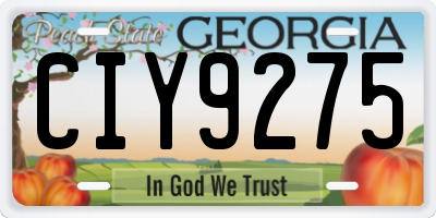 GA license plate CIY9275