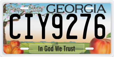 GA license plate CIY9276