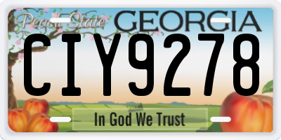 GA license plate CIY9278