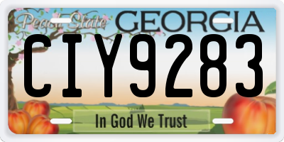 GA license plate CIY9283