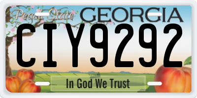 GA license plate CIY9292