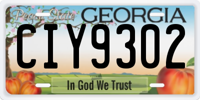 GA license plate CIY9302