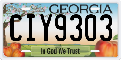 GA license plate CIY9303